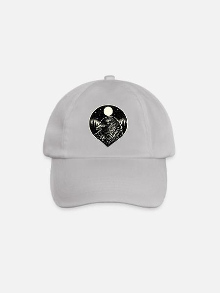 Dark Messenger - Rabe im Woodcut Stil - Baseballkappe - Grau