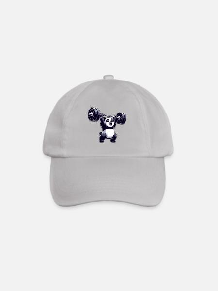 Panda Gewichtheber mit Hantel - Baseballkappe - Grau