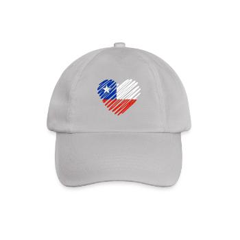 Chile Flagge Herz - Baseballkappe - Grau - Vorne