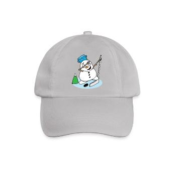 Schneemann tupft mit einem Hockeyschläger - Baseballkappe - Grau - Vorne