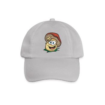 Cooler Pilz große Augen Zeigefinger Aufpassen Gras - Baseballkappe - Grau - Vorne