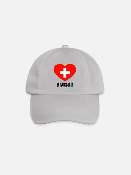 Schweiz Herz Shirt zur WM - Baseballkappe - Grau