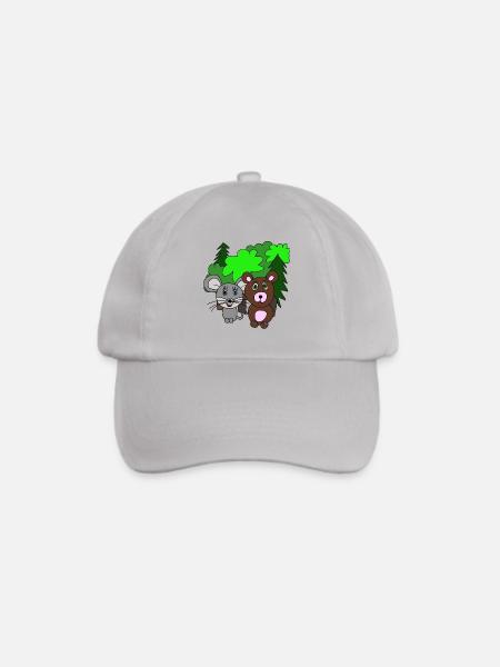 Maus und Bär im Wald. Freunde. Geschenk - Baseballkappe - Grau