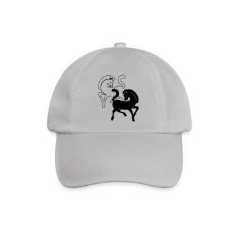 Zwei Pferde schwarz und weiß - Baseballkappe - Grau - Vorne