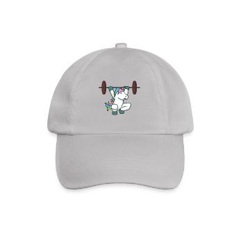 Einhorn Gewichtheber Geschenk Gym Fitness Gewicht - Baseballkappe - Grau - Vorne