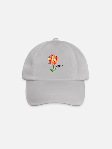 Blume - Flower - Baseballkappe - Grau