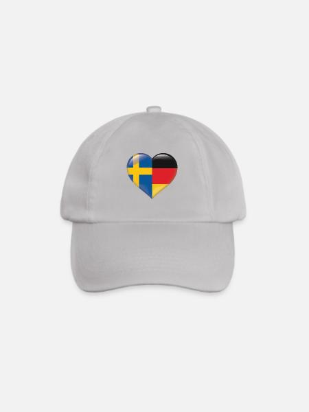 Herz Flagge Schweden Deutschland Deutsch Geschenk - Baseballkappe - Grau