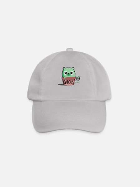 Catcus. Kawaii Katzen-T-Shirt Divertida - Baseballkappe - Grau