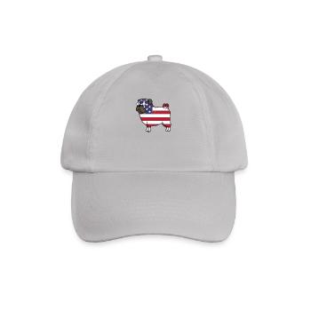 American Flag Pug - Baseballkappe - Grau - Vorne