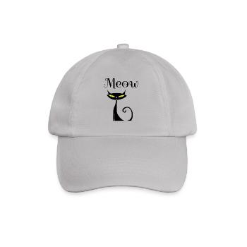 Meow Black Cat, Schwarze Katze, Geschenk - Baseballkappe - Grau - Vorne