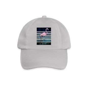 Rosa Flamingo - Baseballkappe - Grau - Vorne