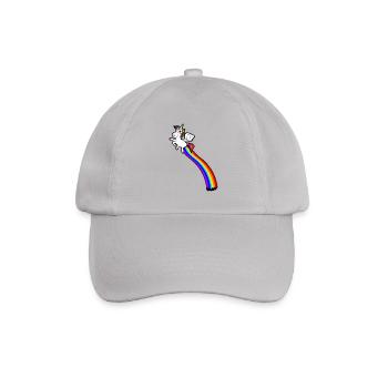 Einhorn furzt sich mit einem Regenbogen hoch - Baseballkappe - Grau - Vorne