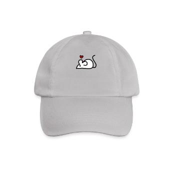 eine weiße Maus mit Herz - Baseballkappe - Grau - Vorne
