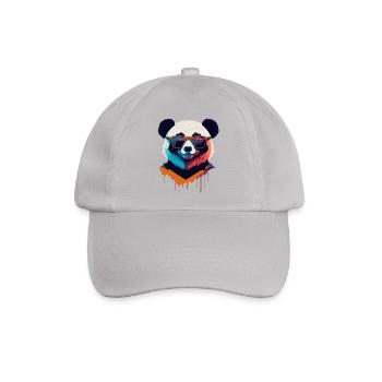 Panda Power: Retro Panda T-Shirt - Baseballkappe - Grau - Vorne