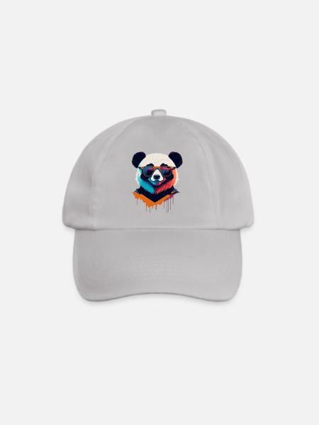 Panda Power: Retro Panda T-Shirt - Baseballkappe - Grau