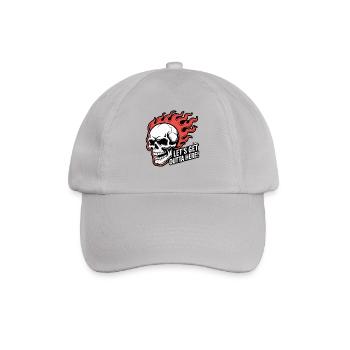 Flammen und Totenkopf: Lass uns hier abhauen - Baseballkappe - Grau - Vorne