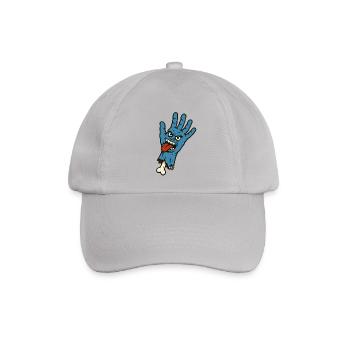 Wilde blaue Hand mit Gesicht und frecher Zunge - Baseballkappe - Grau - Vorne