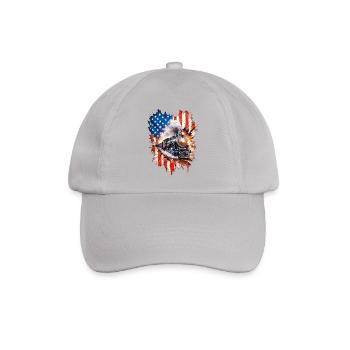 Dampfzug Patriotismus mit US Flagge - Baseballkappe - Grau - Vorne