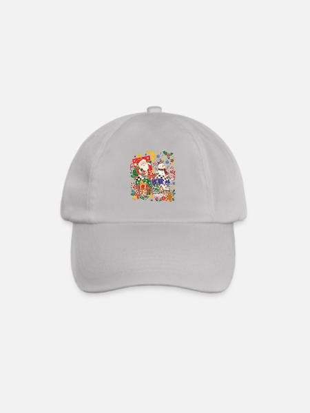 Festliche Weihnachtsszene mit Geschenken - Baseballkappe - Grau