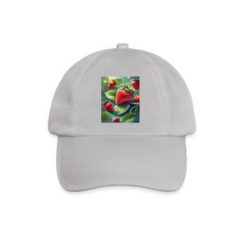 Ein Haufen frisch gepflückter Erdbeeren - Baseballkappe - Grau - Vorne