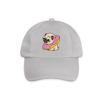 Mops Donut Hund Tiere Haustiere - Baseballkappe - Grau - Vorne