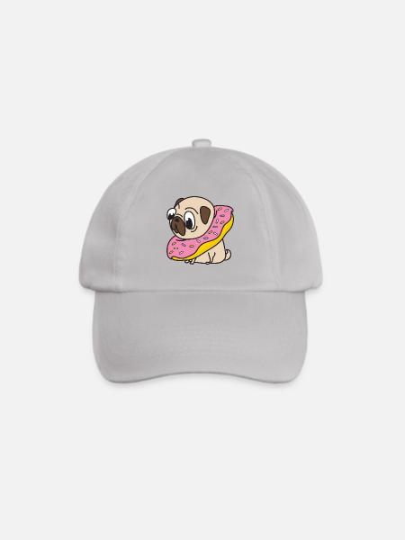 Mops Donut Hund Tiere Haustiere - Baseballkappe - Grau