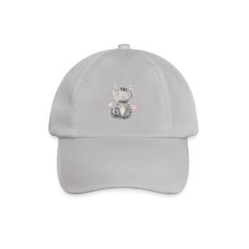 süße Katze, graue Katze Geschenk, Katze Zeichnung - Baseballkappe - Grau - Vorne