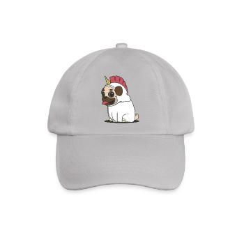 Knuffiger Einhorn Mops - Baseballkappe - Grau - Vorne