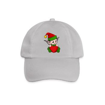 Elfe Elf kleines Männchen Herz Weihnachten Mütze - Baseballkappe - Grau - Vorne