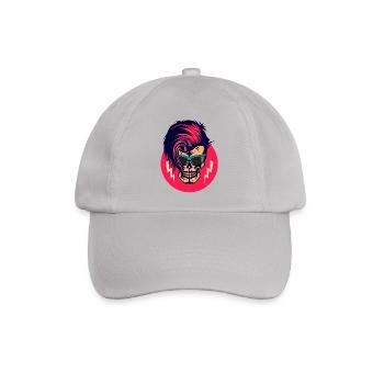 Kopf des Todes Hipster Punk Schädel Schädel Eclair Frisur - Baseballkappe - Grau - Vorne