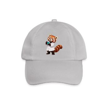 Roter Panda-Wissenschaftler mit Becher - Baseballkappe - Grau - Vorne