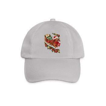 Dackel Weihnachtsgeschenkschlitten - Baseballkappe - Grau - Vorne
