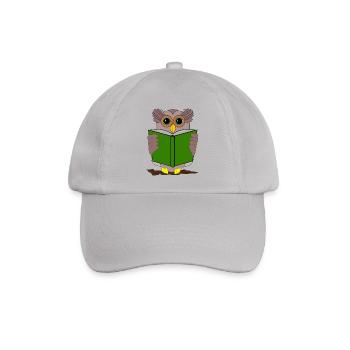 owl eule kautz uhu books buch buecher lesen - Baseballkappe - Grau - Vorne