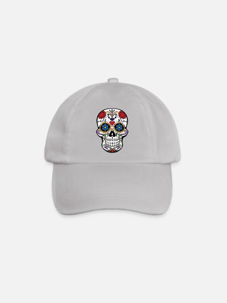 Bunter Totenkopf - Baseballkappe - Grau