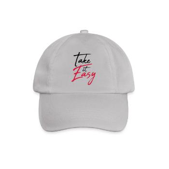 ruhig cool take it easy logo design text chill ein - Baseballkappe - Grau - Vorne