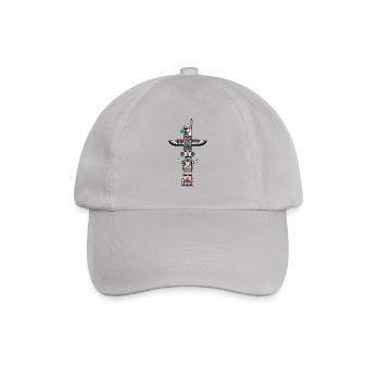 Indianer, Totem, Totempfahl, Skulptur,Geschenk - Baseballkappe - Grau - Vorne