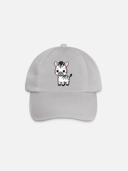 Niedliches kawaii Zebra Geschenk - Baseballkappe - Grau