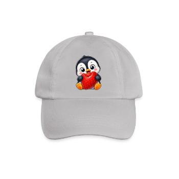 Süßer Pinguin mit Erdbeeren Cartoon Sommer - Baseballkappe - Grau - Vorne