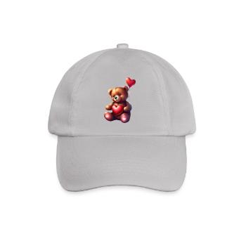 Entzückender Teddybär mit rotem Herz - Baseballkappe - Grau - Vorne