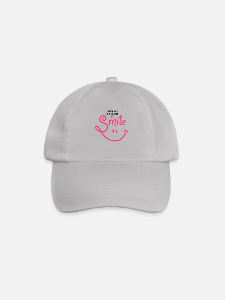 smile - smiley - lachen - a reason to smile - 2C - Baseballkappe - Grau