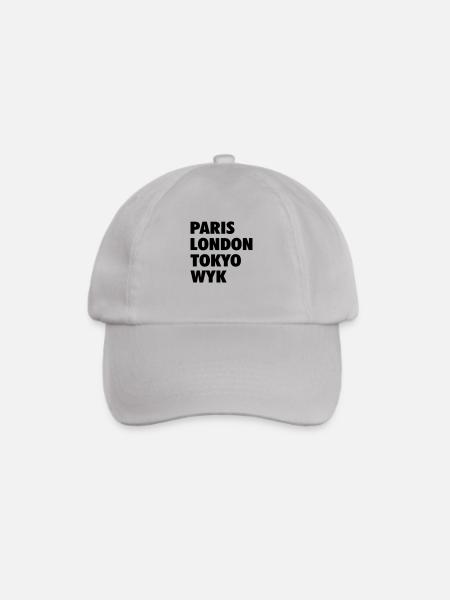 WYK - Paris London Tokyo, Föhr Nordsee Insel - Baseballkappe - Grau