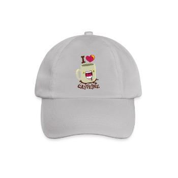 Kaffe - Pott liebt coffein - Baseballkappe - Grau - Vorne
