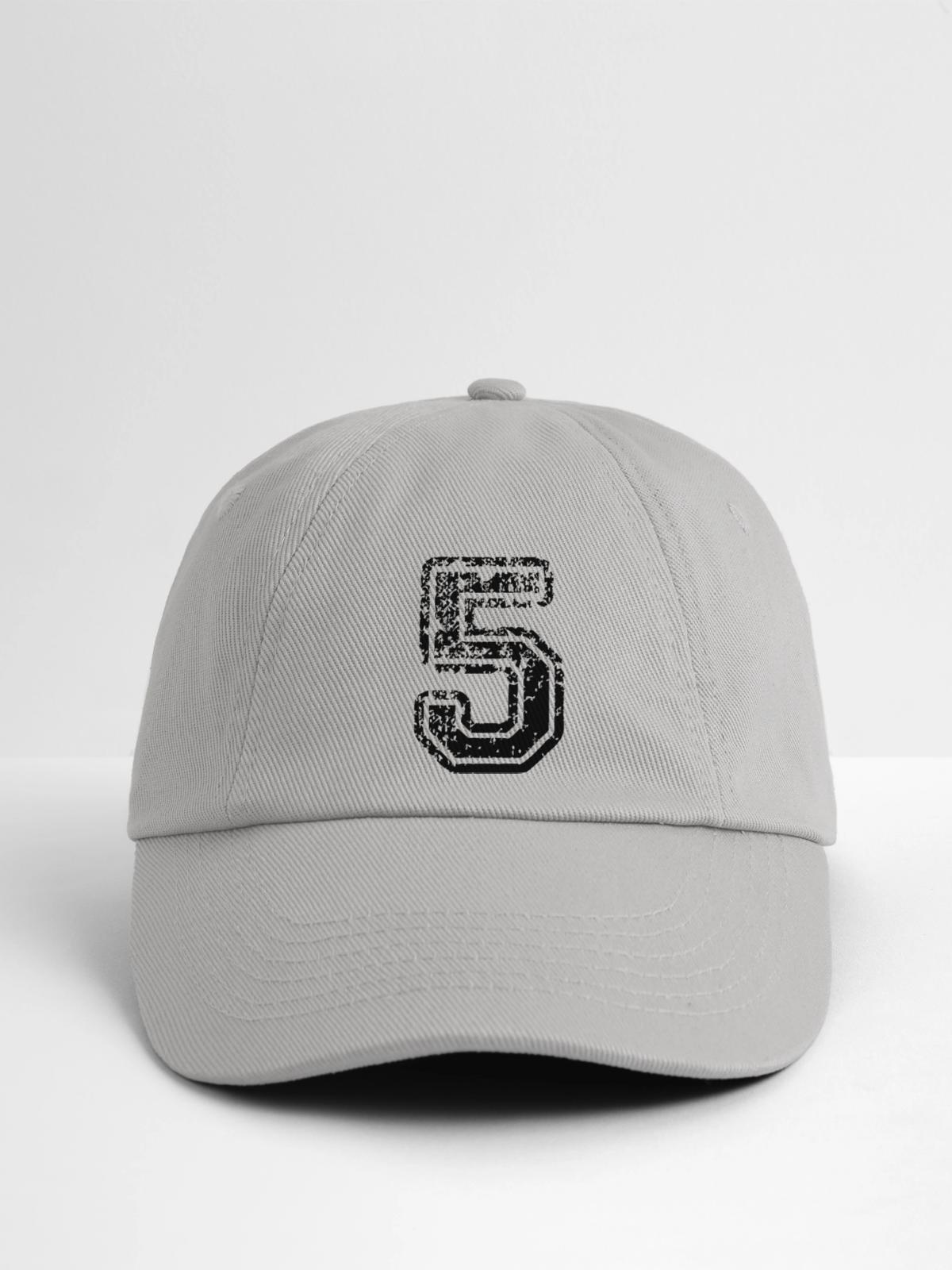 5 - Nummer - Baseballkappe - Grau - Vorne