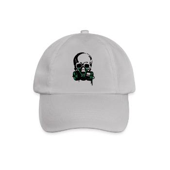 Schädel in Gasmaske  - Baseballkappe - Grau - Vorne