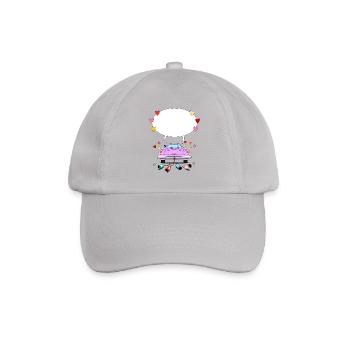 Hochzeitsauto mit Sprechblase in Pink - Baseballkappe - Grau - Vorne