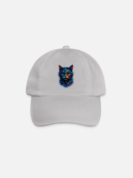 Katzen-Glitch-Kunst chromatische Aberration - Baseballkappe - Grau