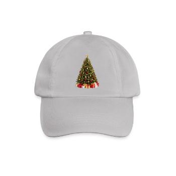 Goldener Weihnachtsbaum und verschiedene Geschenke - Baseballkappe - Grau - Vorne