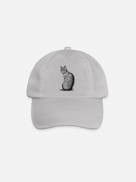 Katze_schaut_nach_hinten - Baseballkappe - Grau
