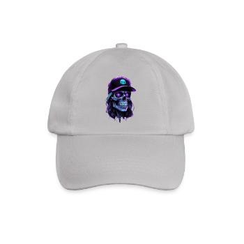 Lila Glow Totenkopf Hippie Mütze - Baseballkappe - Grau - Vorne