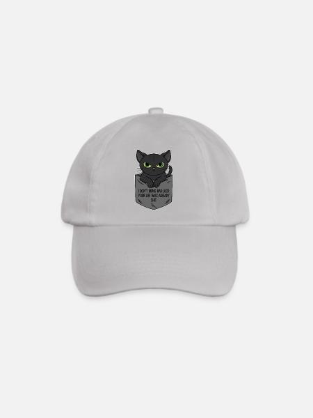 Schwarze Katze Brusttasche Ich bringe kein Unglück - Baseballkappe - Grau